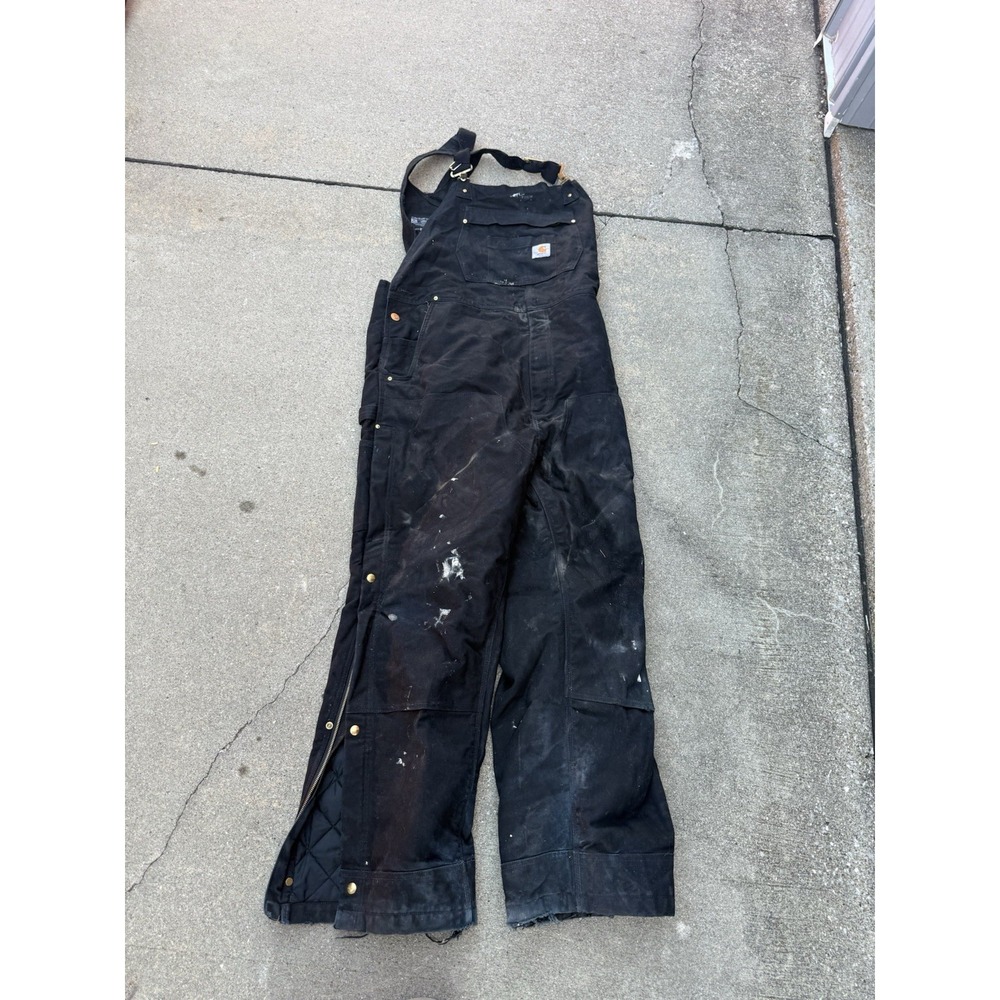 Carhartt DR4393-M Men's XL Black Duck Insulated Bib Overalls Zip Legs Workwear